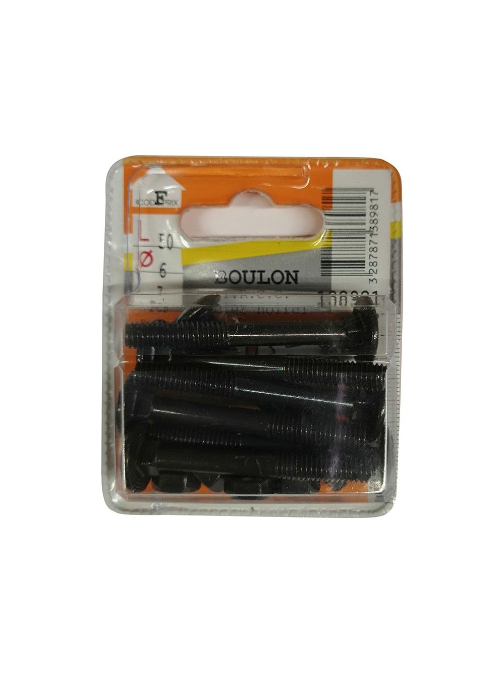 Boulons TRCC acier noirci 6x50mm - Les 7 pièces