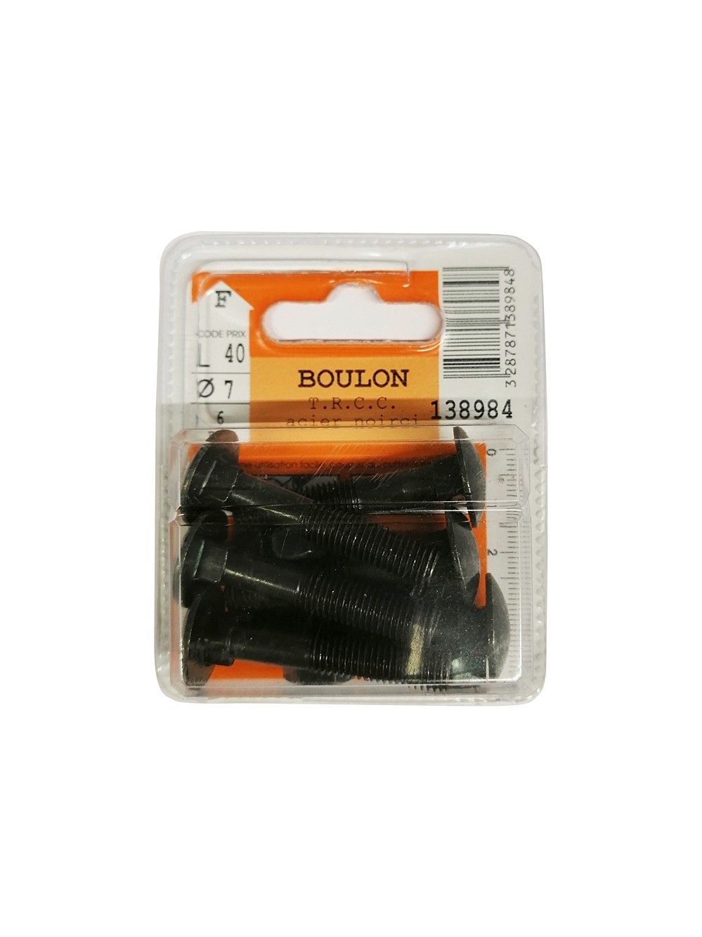 Boulons TRCC acier noirci 7x40mm - Les 6 pièces