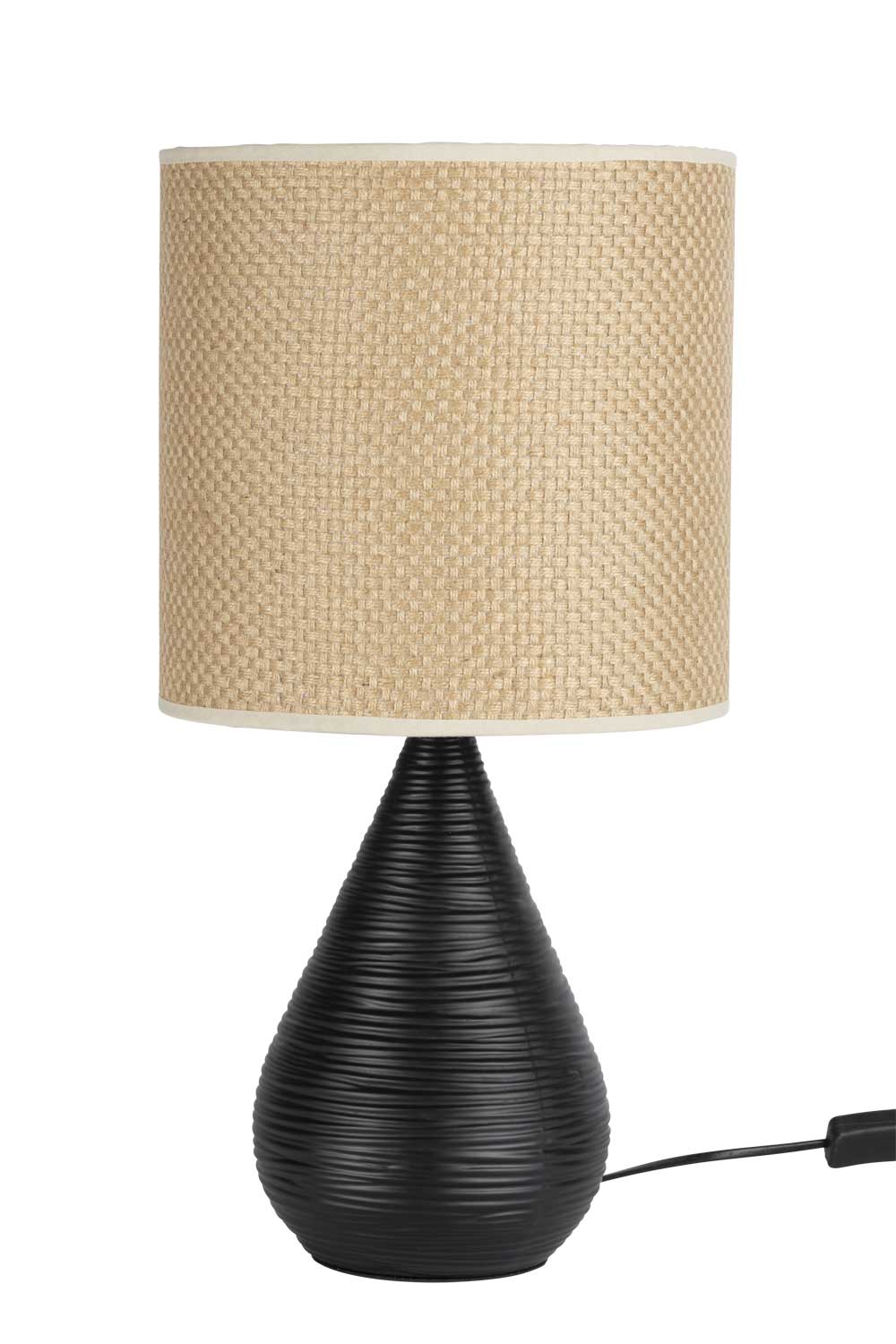 Lampe Pyla noir/naturel Ø24x46cm E14 40W - MATHIAS