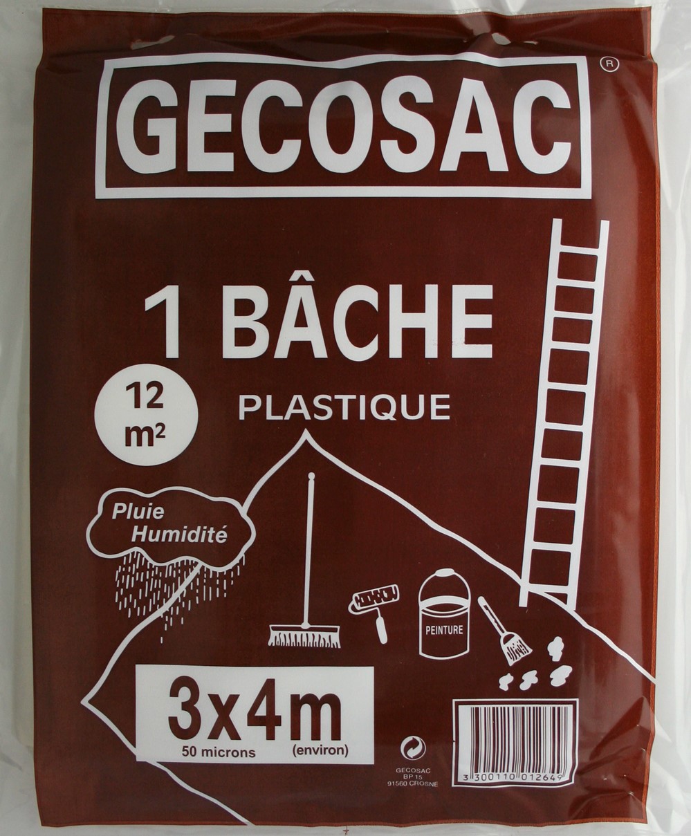 Bâche de protection polyéthylène translucide 3 x 4m