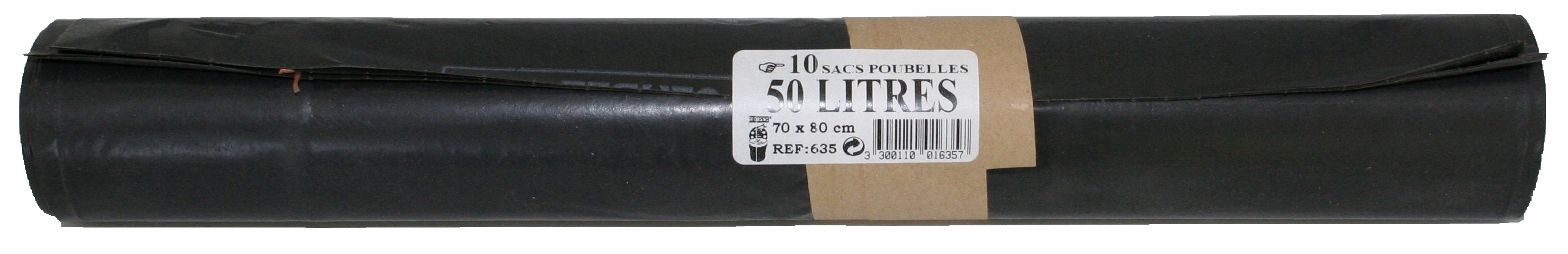 Rouleau de 10 sacs 50 L noirs