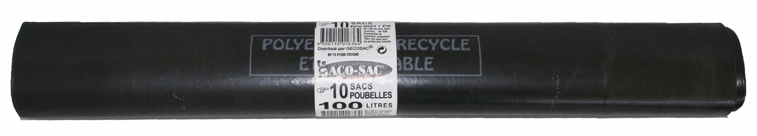Rouleau de 10 sacs 100 L noirs