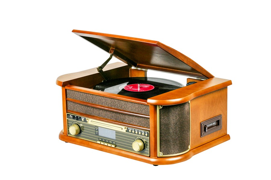 Platine vinyle façon bois verni