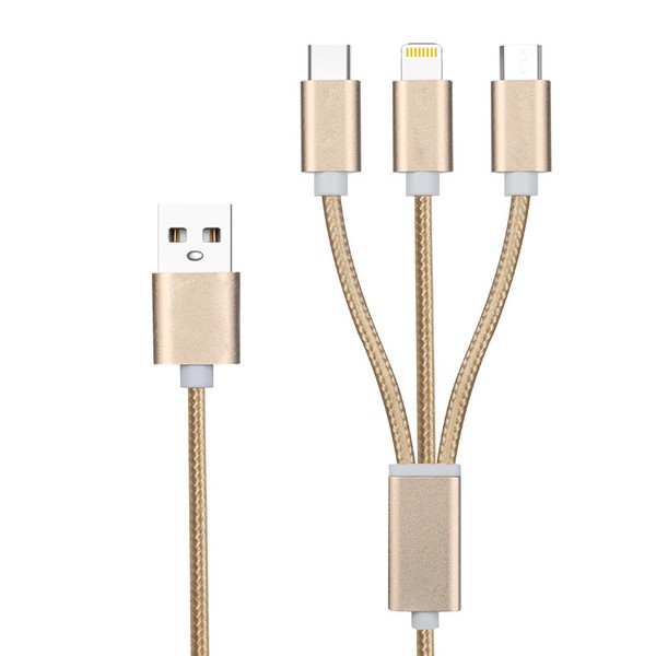 Cordon multiple lightning/micro USB/Type C - 1m - FPE