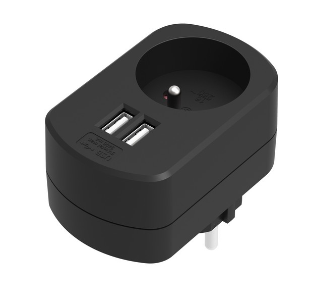 Chargeur USB sur secteur avec 2 USB 3,4a noir - FPE