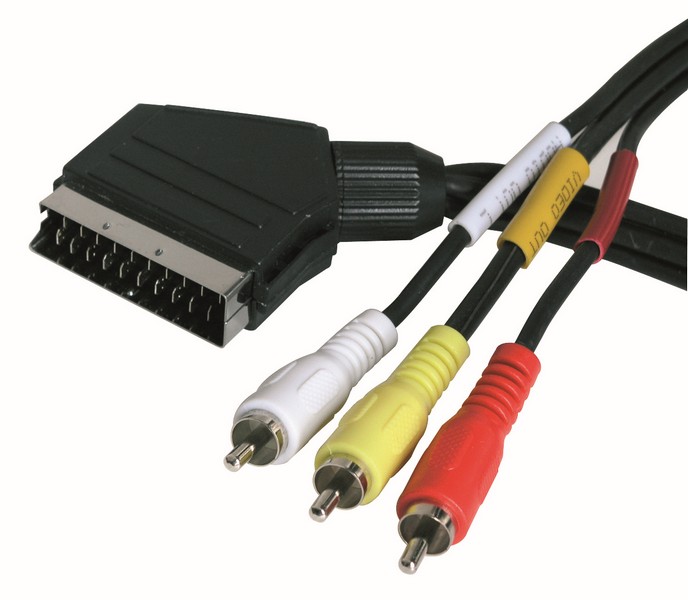 Cordon péritel mâle/3 rca mâle(audio+ vidéo)