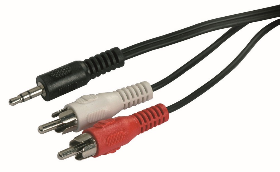 Cordon audio jack 3,5mm mâle/2 RCA mâle - 5m - FPE