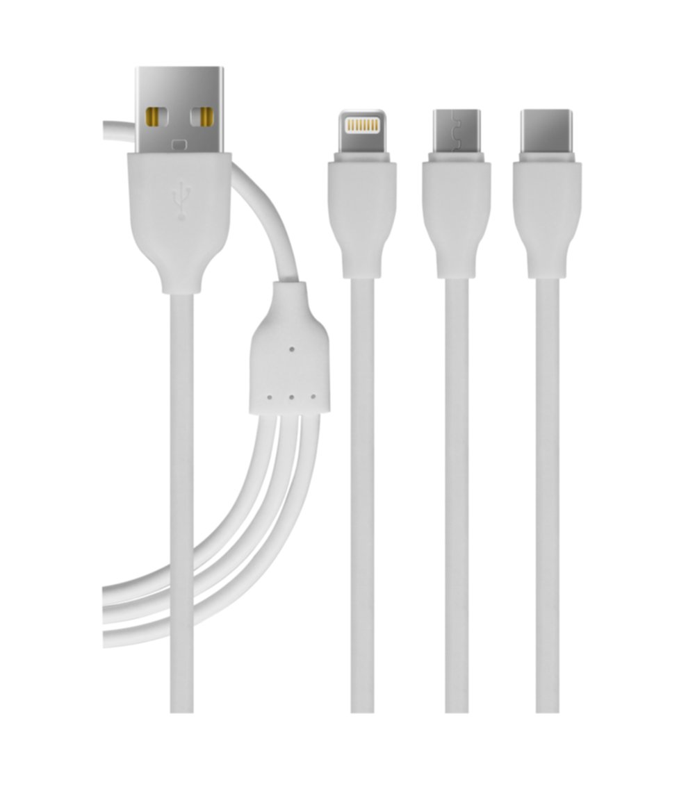 Cordon pour smartphone 3 en 1 blanc 1m - FPE