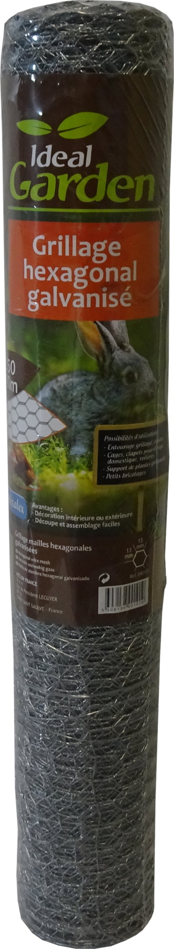 Grillage hexagonal galvanisé 13 mm 0,5 x 10 m - IDEAL GARDEN