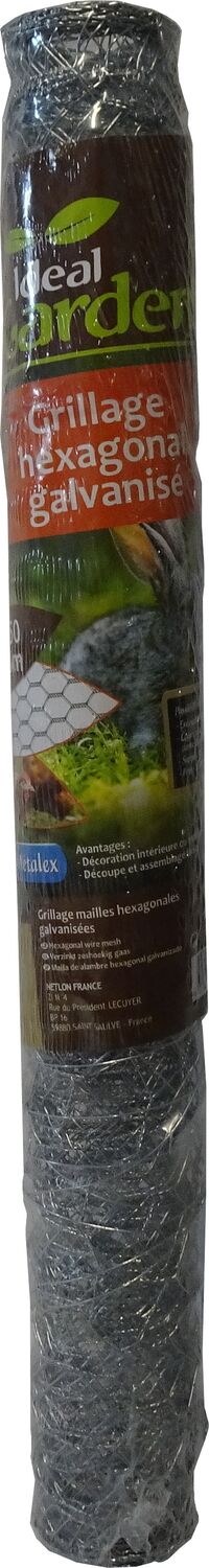 Grillage hexagonal galvanisé 25 mm 1 x 3 m - IDEAL GARDEN