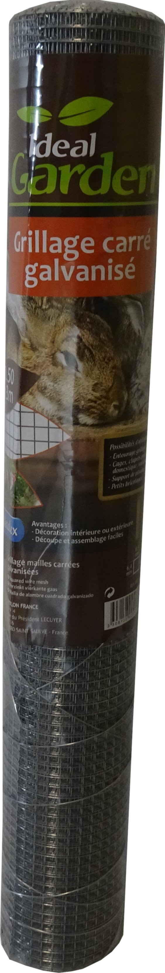 Grillage carré galvanisé 6,4 mm 0,5 x 3 m - IDEAL GARDEN