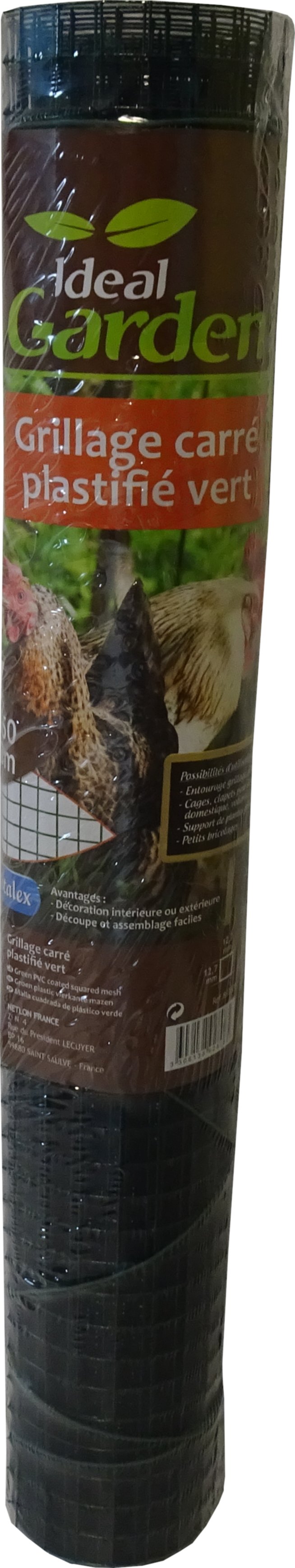 Grillage carré plastifié 12,7 mm 0,5 x 3 m - IDEAL GARDEN