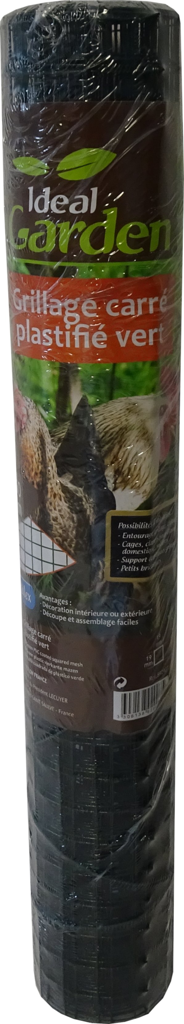 Grillage carré plastifié 19 mm 0,5 x 3 m - IDEAL GARDEN