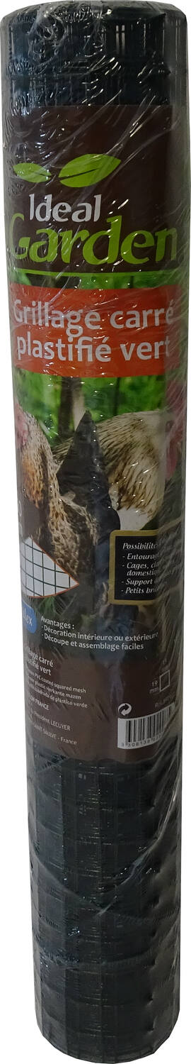 Grillage carré plastifié 19 mm 0,5 x 3 m - IDEAL GARDEN