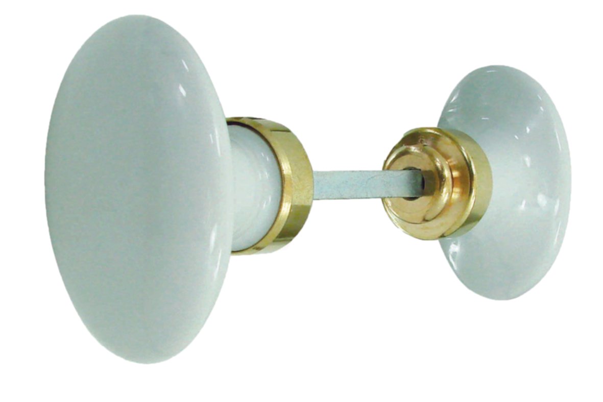 Bouton double ovale tradition blanc déco