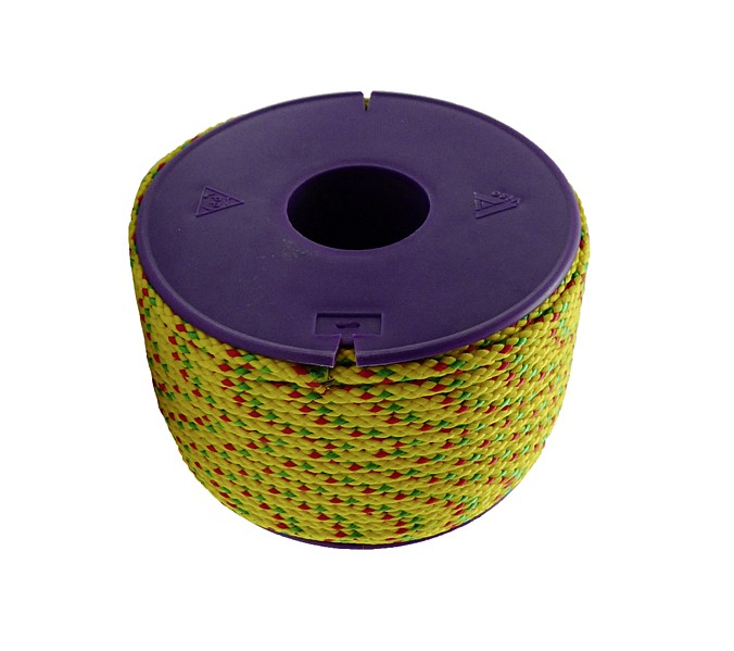 Drisse polypropylène jaune fil rouge et vert ø3mm longueur :35m 