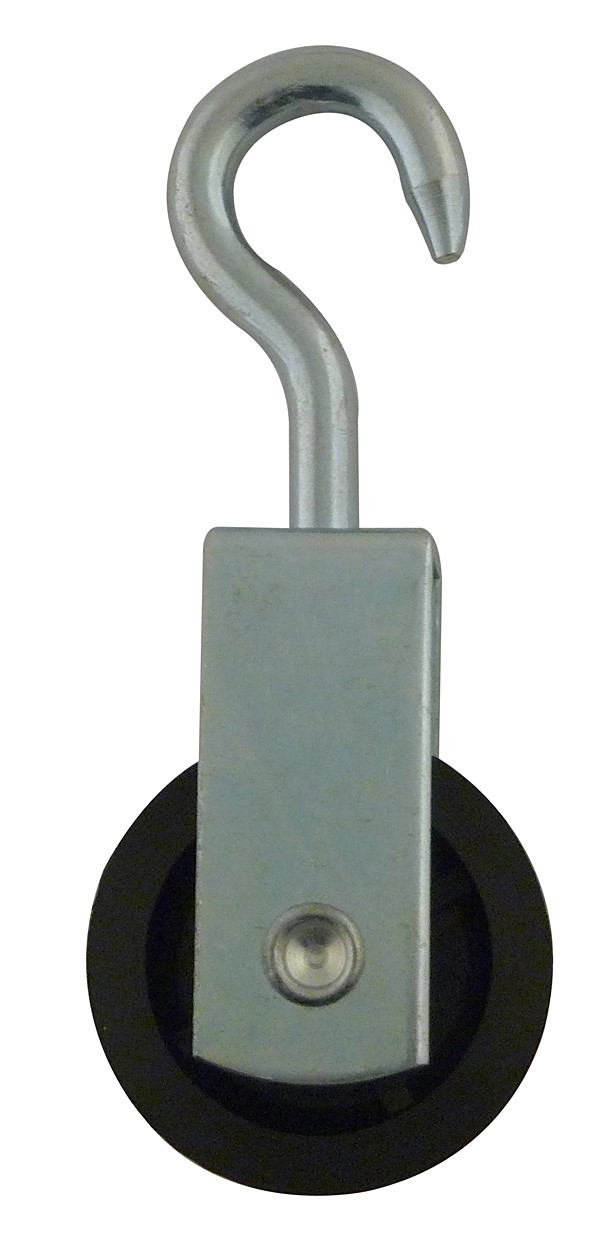 Poulie de hissage a croc. aciergalva galet polyamide ø50mm 