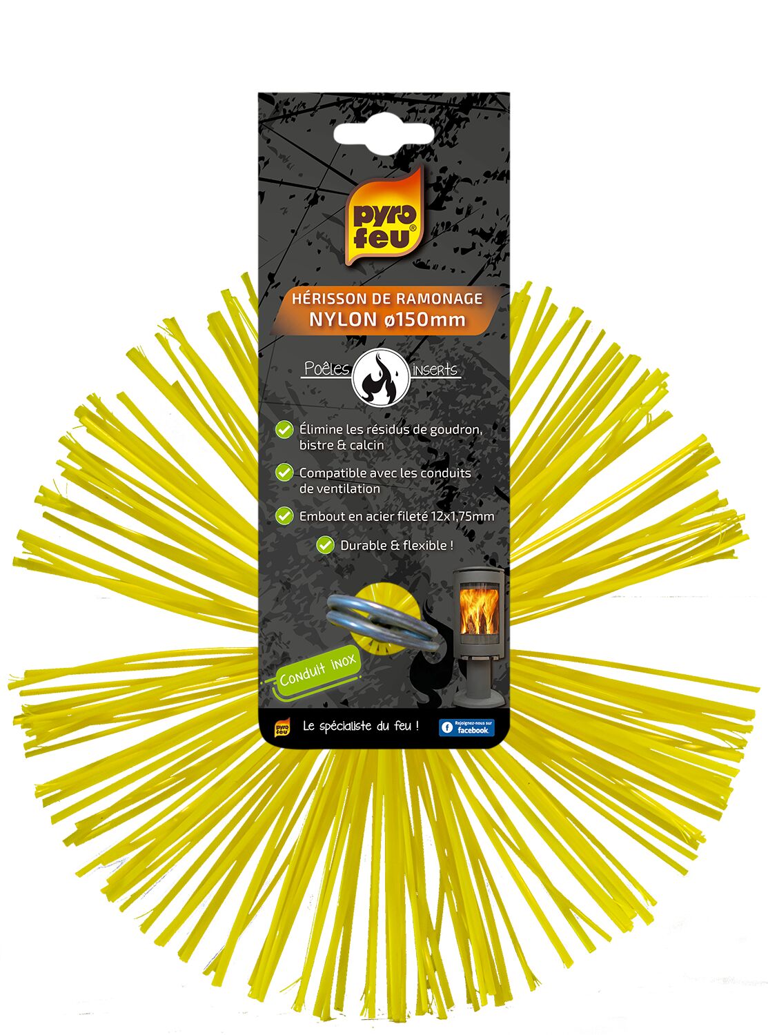 Hérisson de ramonage fibre synthétique Ø150mm - PYROFEU