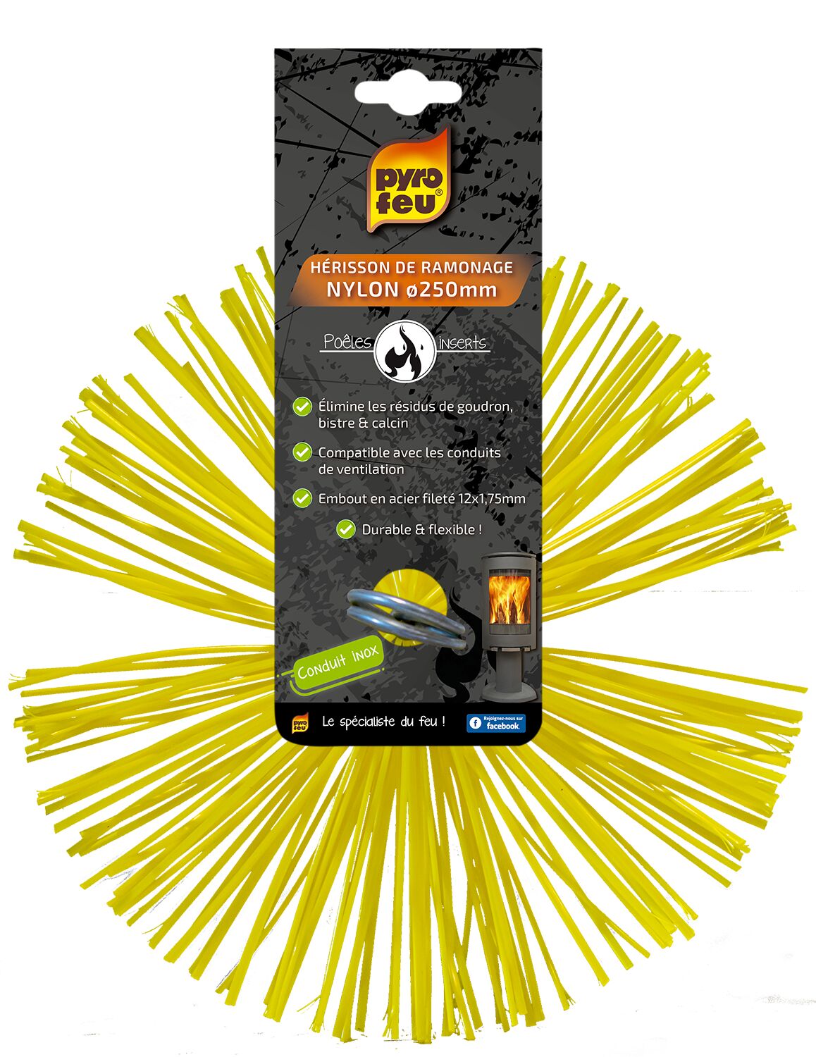Hérisson de ramonage fibre synthétique Ø250mm - PYROFEU