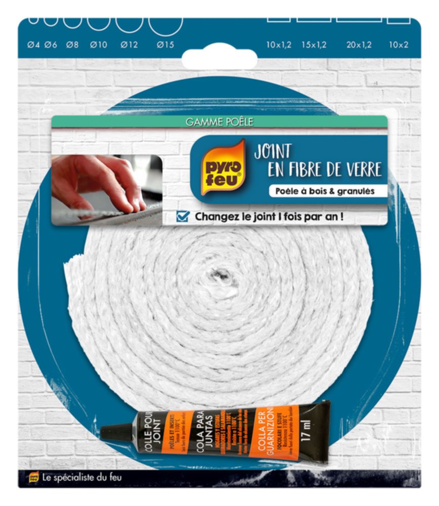 Joint Blanc rond Ø6mm avec tube de colle - PYROFEU