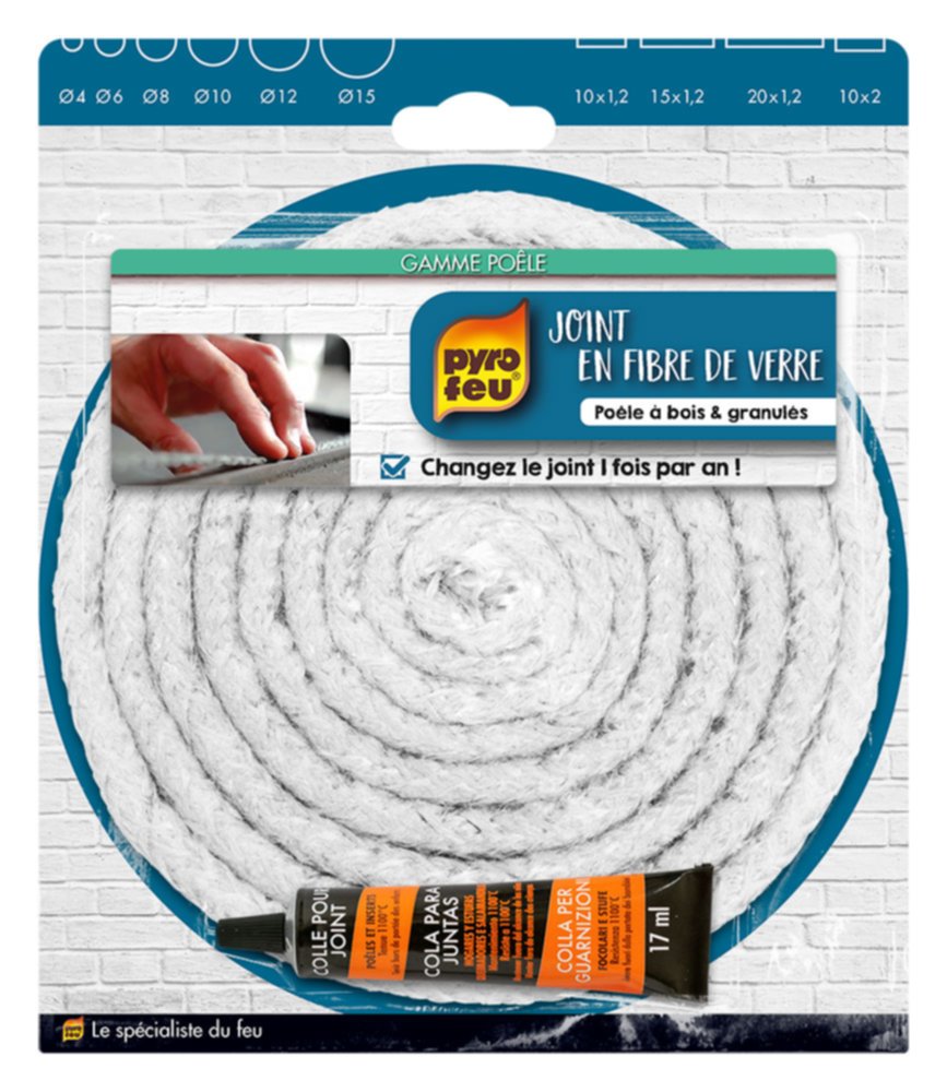 Joint Blanc rond Ø10 mm avec tube de colle - PYROFEU