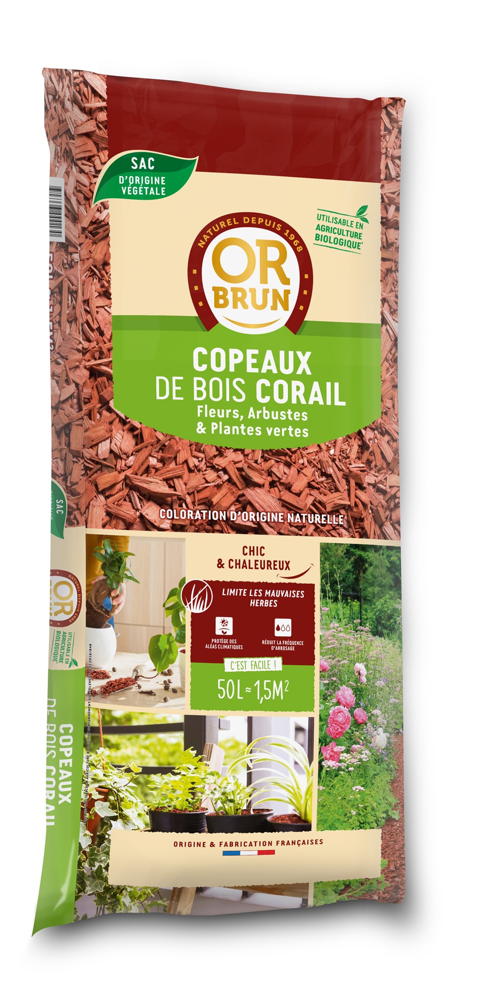 Copeaux de bois corail 50l