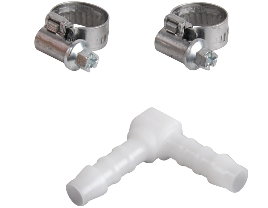 Coude plastique Ø6 mm + 2 colliers - SPID'O