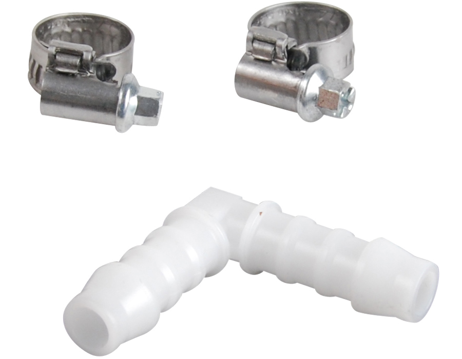 Coude plastique Ø8 mm + 2 colliers - SPID'O
