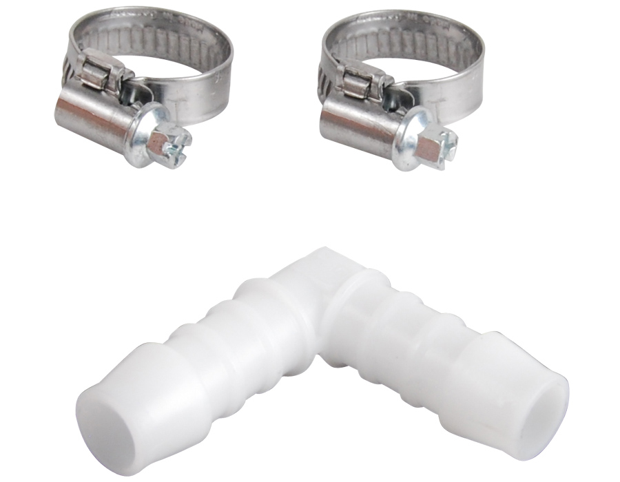 Coude plastique Ø10 mm + 2 colliers - SPID'O