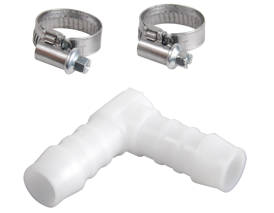Coude plastique Ø12 mm + 2 colliers - SPID'O