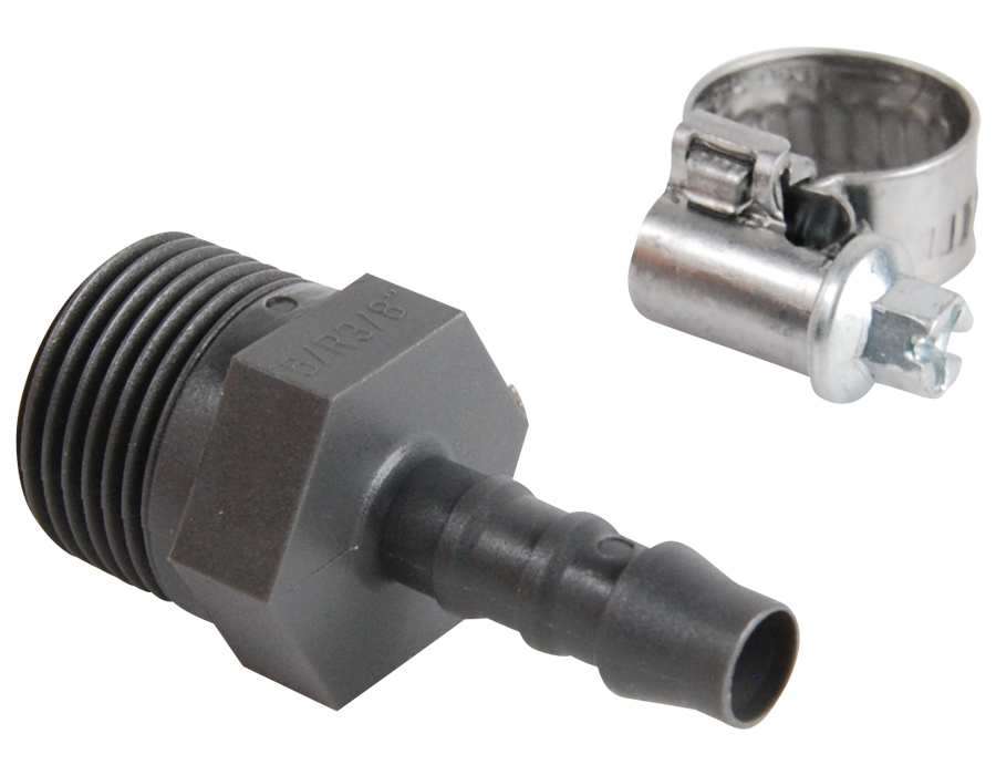 Raccord polyamide Ø6 mm 3/8'' + collier - SPID'O
