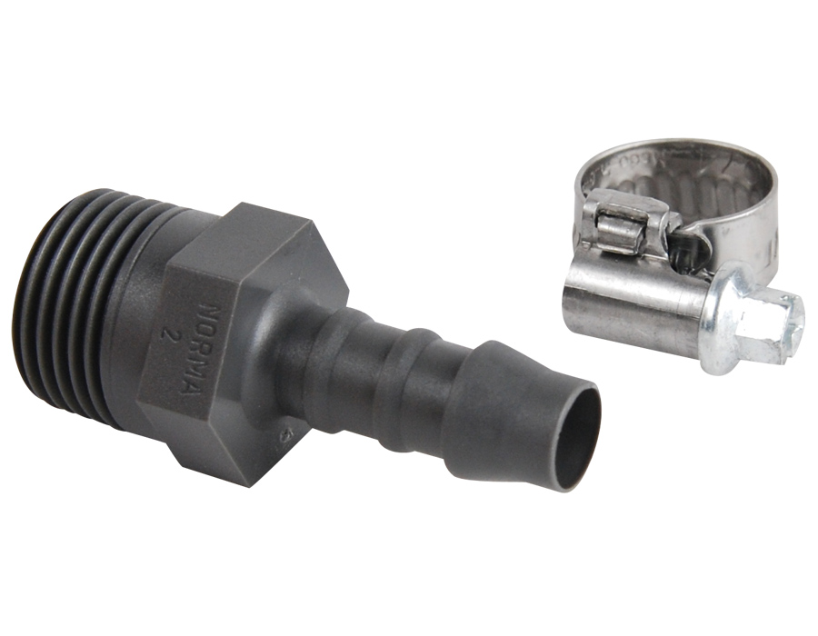 Raccord polyamide Ø8 mm 3/8'' + collier - SPID'O