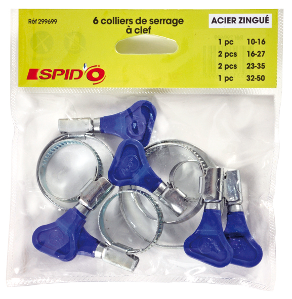 6 colliers de serrage bande acier serrage à clefs - SPID'O