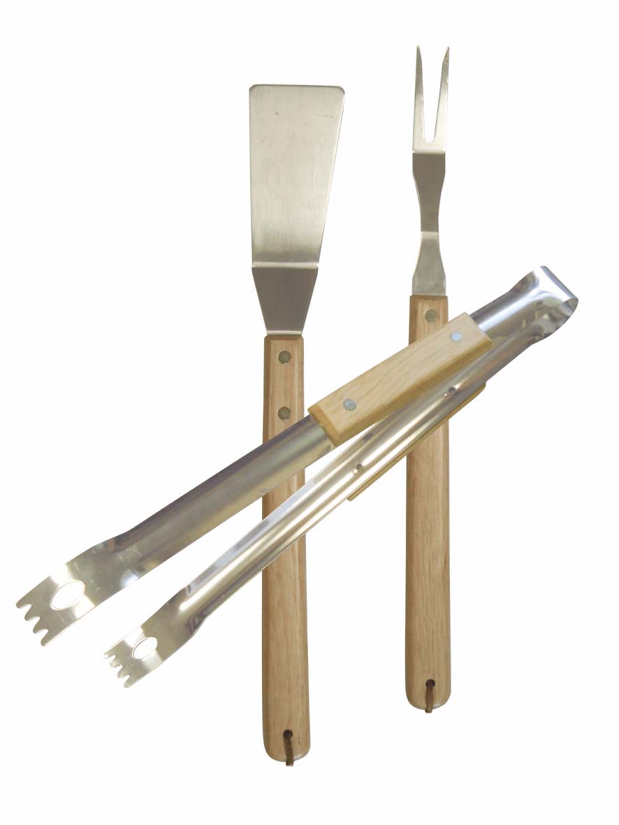 Set ustensiles barbecue inox/bois - COOK'IN GARDEN