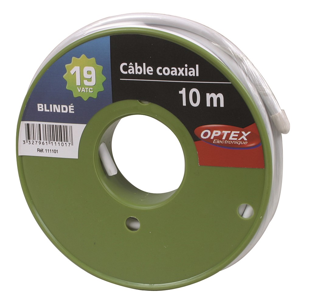 Câble coaxial blanc 19VATC 10m - OPTEX