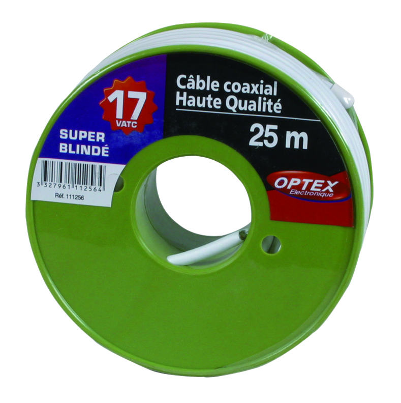 Câble coaxial blanc 17VATC 25m - OPTEX