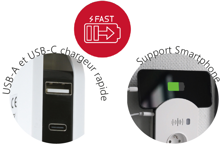 Sonnette sans fil 
avec support et 2 usb