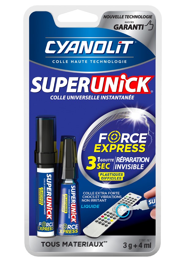 Colle Extra-Forte Super Unick Spéciale Plastiques Difficiles 3gr+4ml - CYANOLIT