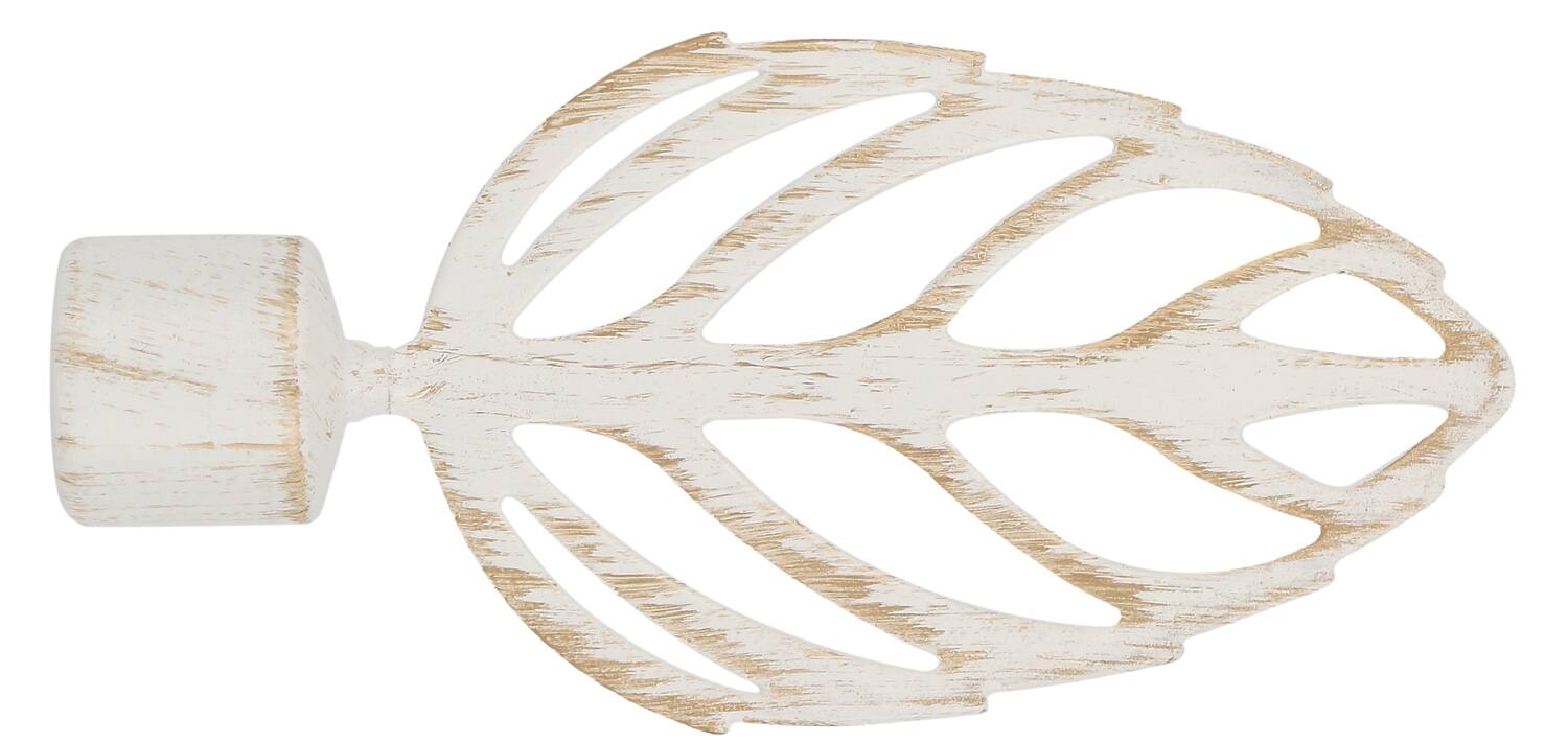 Embout Feuille Ajourée Blanc Patine Or Ø20mm