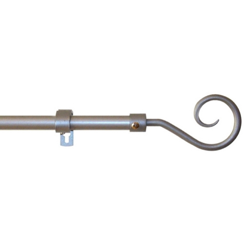 Kit Tringle à Rideaux - Métal - Ø 16 - L 1.80 m - gris argent MOBOIS