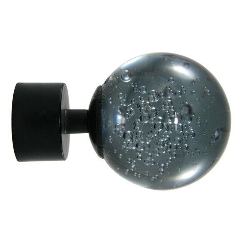 Embout de barre à rideau boule à bulles verre fumé Ø28 noir mat MOBOIS