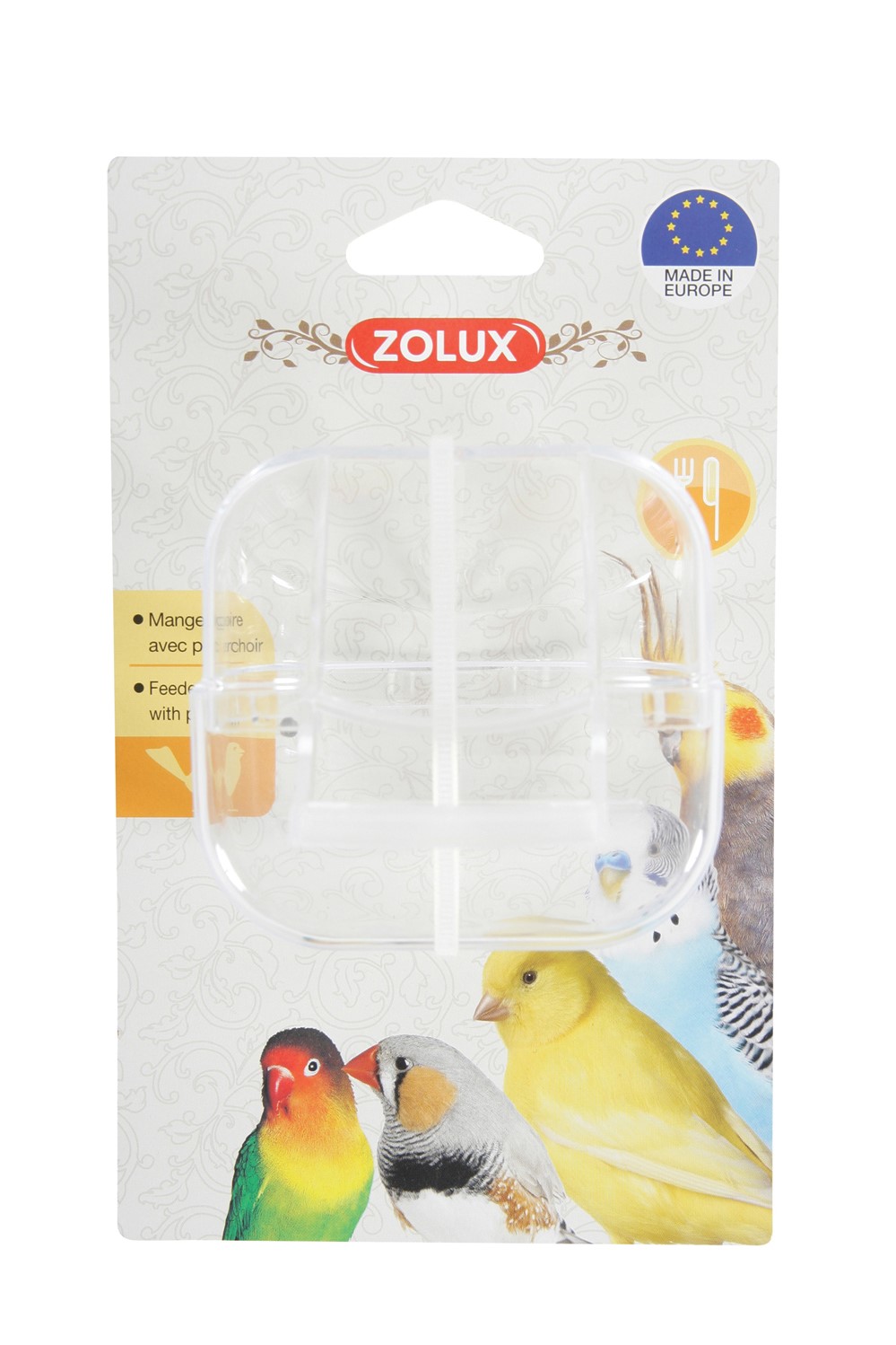 Mangeoire oiseau avec perchoir - transparente