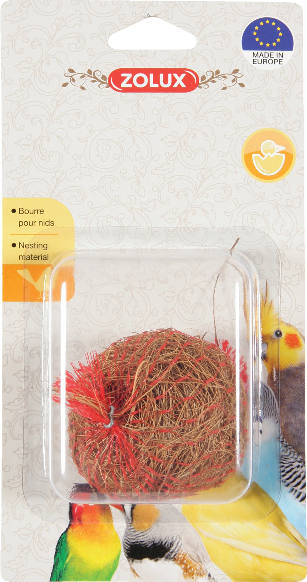 Fibre de coco sous filet pour oiseaux