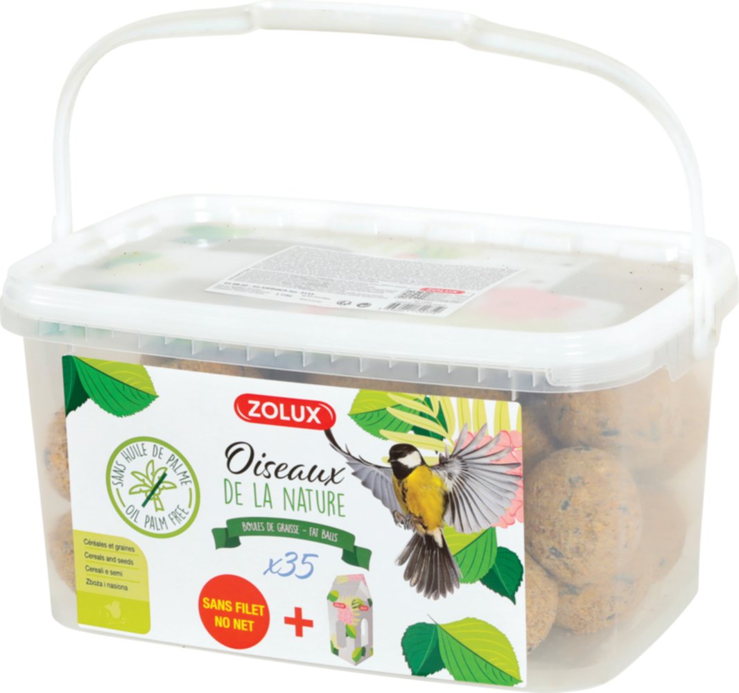 Seau boules de graisse pour Oiseaux du jardin 35x90g - ZOLUX
