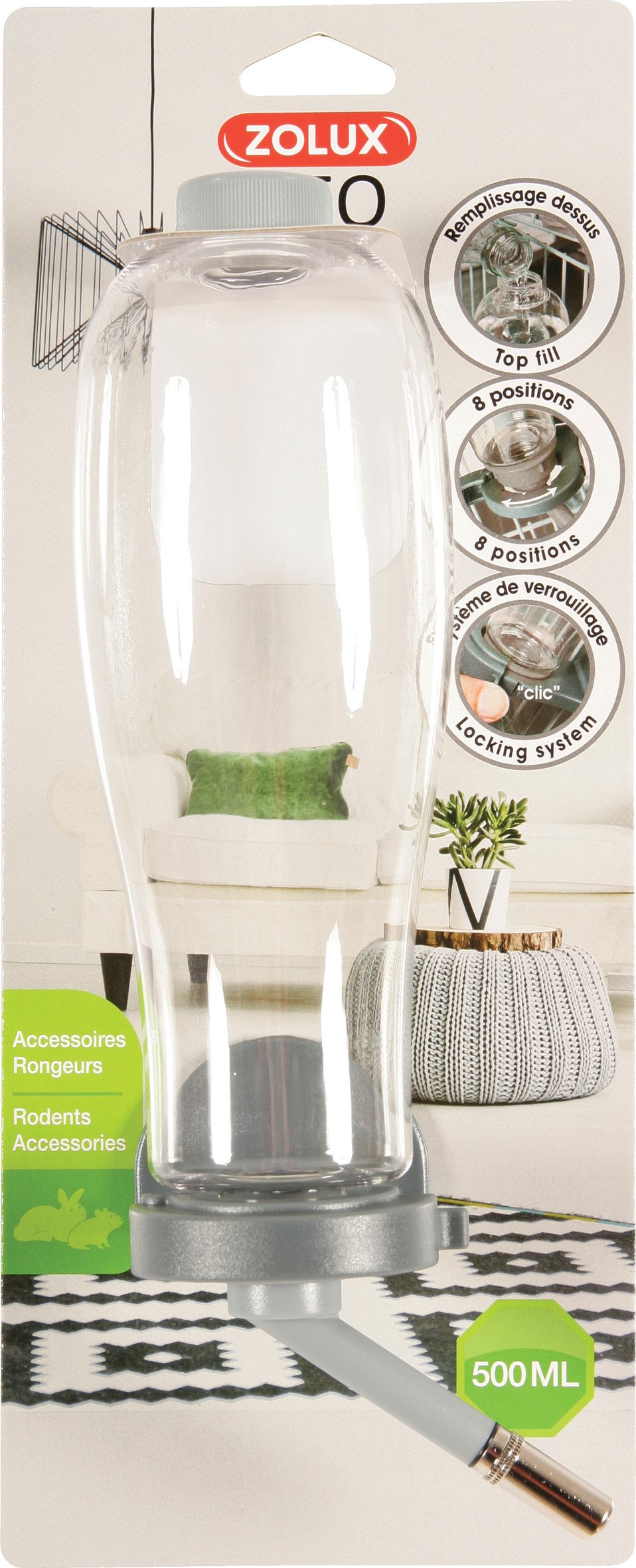 Biberon remplissage par le dessus - 500ml - gris
