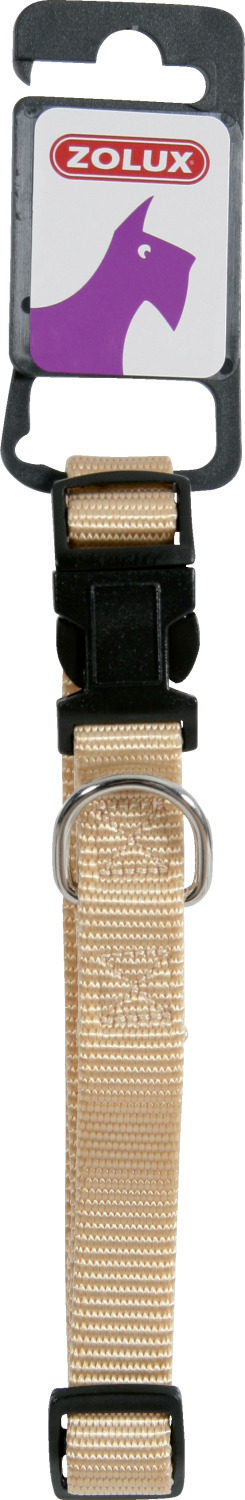 Collier nylon réglable coloris unis beige largeur 15 mm Tour de cou 25,5 cm à 40 cm