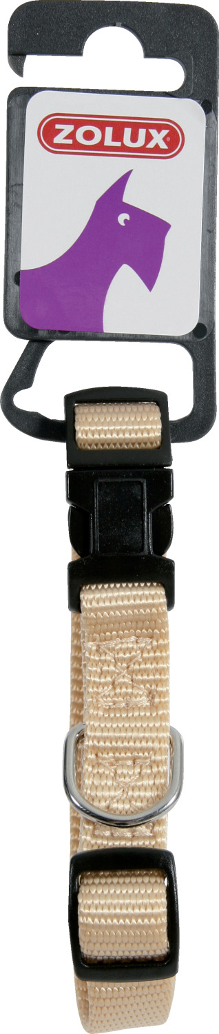 Collier nylon réglable coloris unis beige largeur 20 mm Tour de cou 35 cm à 44 cm