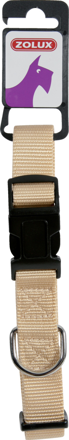 Collier nylon réglable coloris unis beige largeur 25 mm Tour de cou 39 cm à 58 cm