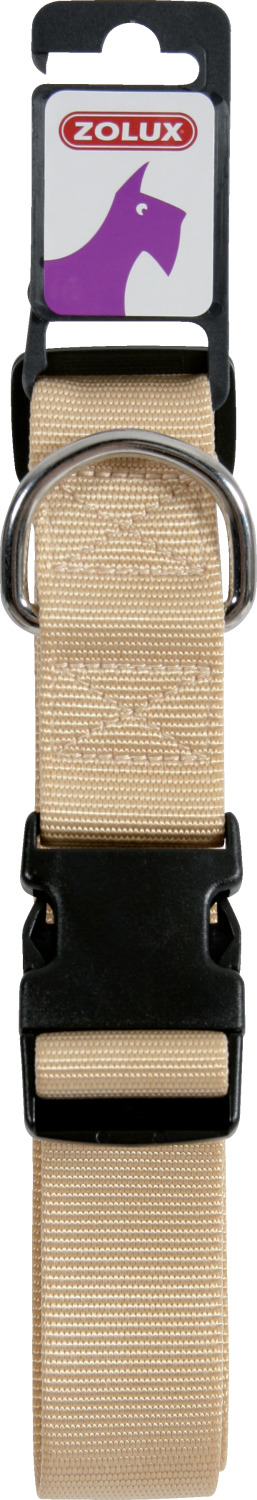 Collier nylon réglable coloris unis beige largeur 40 mm Tour de cou 50 cm à 78 cm