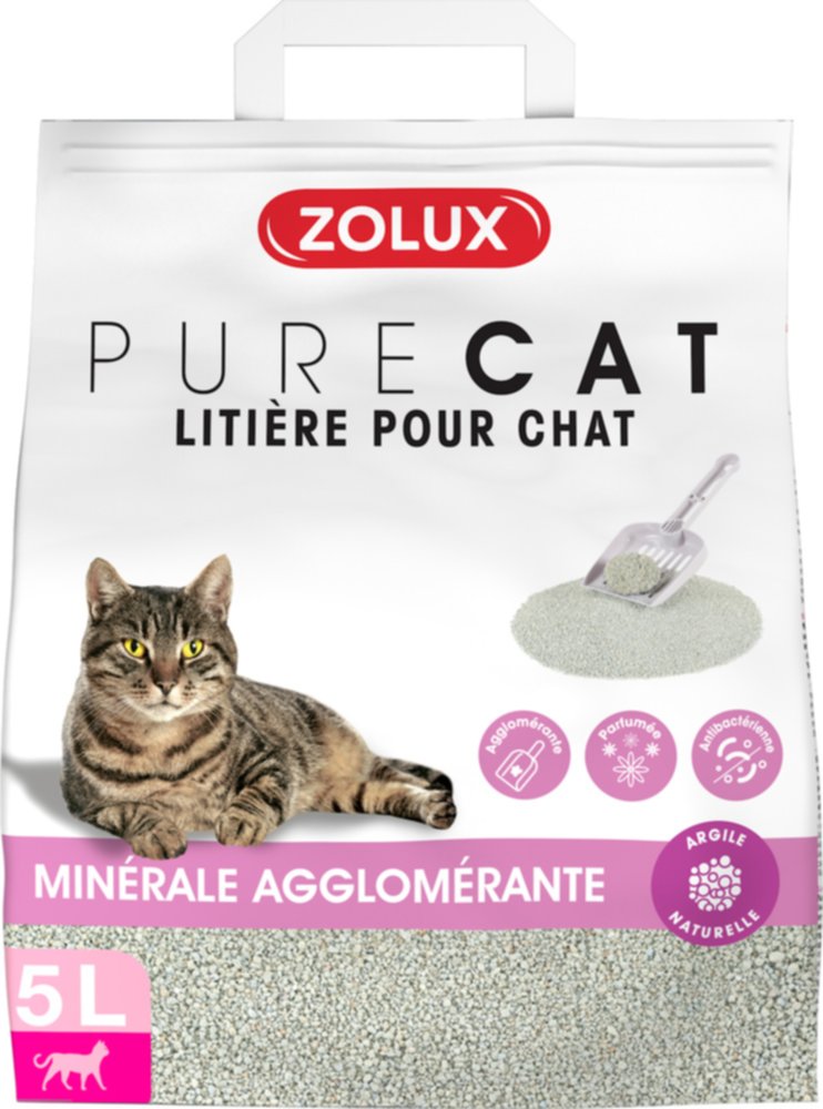Litière minérale agglomérante parfumée Purecat 5L - ZOLUX